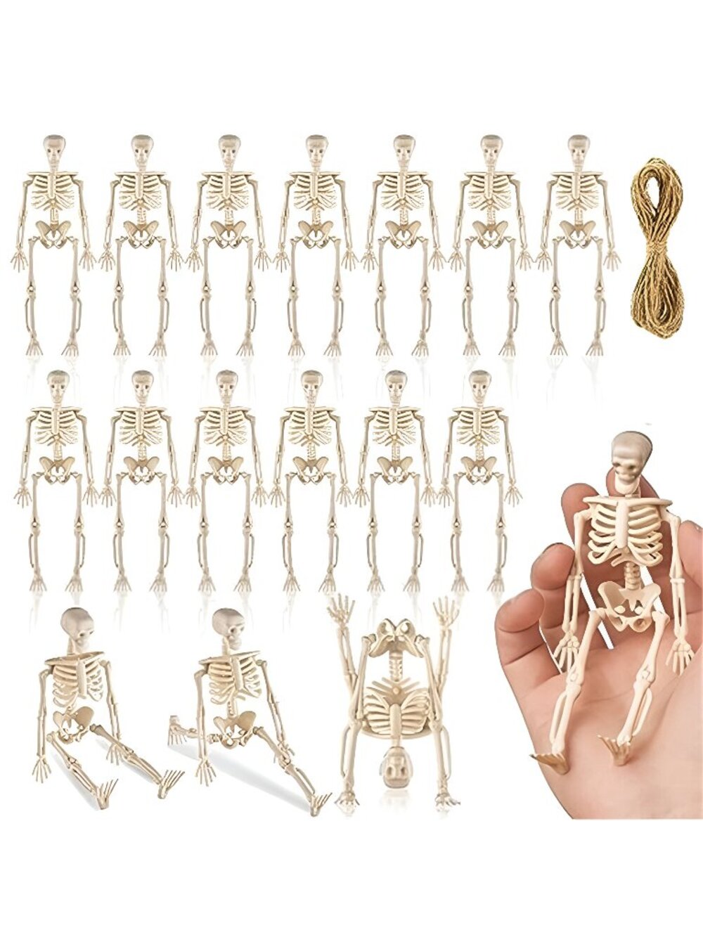 16Pcs 6" Halloween Mini Plastic Skeleton Figurines Decorations Set